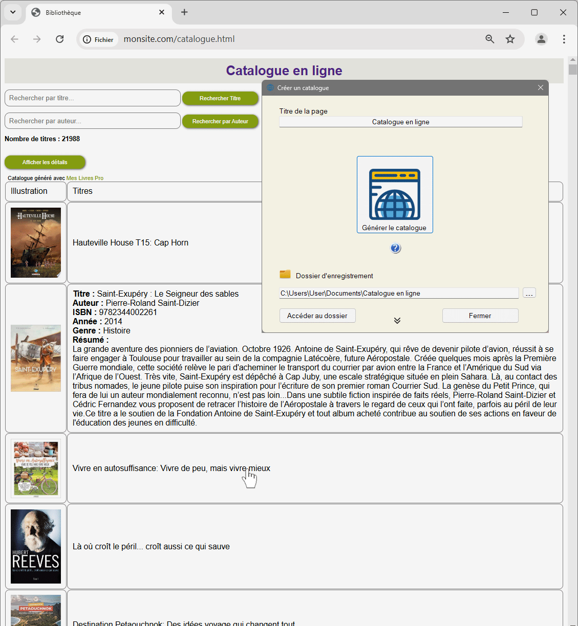 Catalogue en ligne