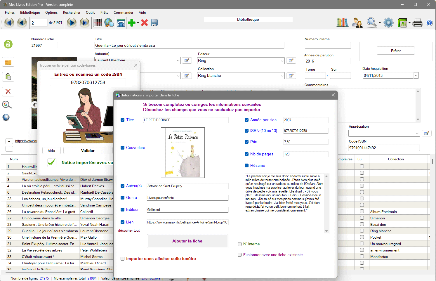 Collecte automatique par scan